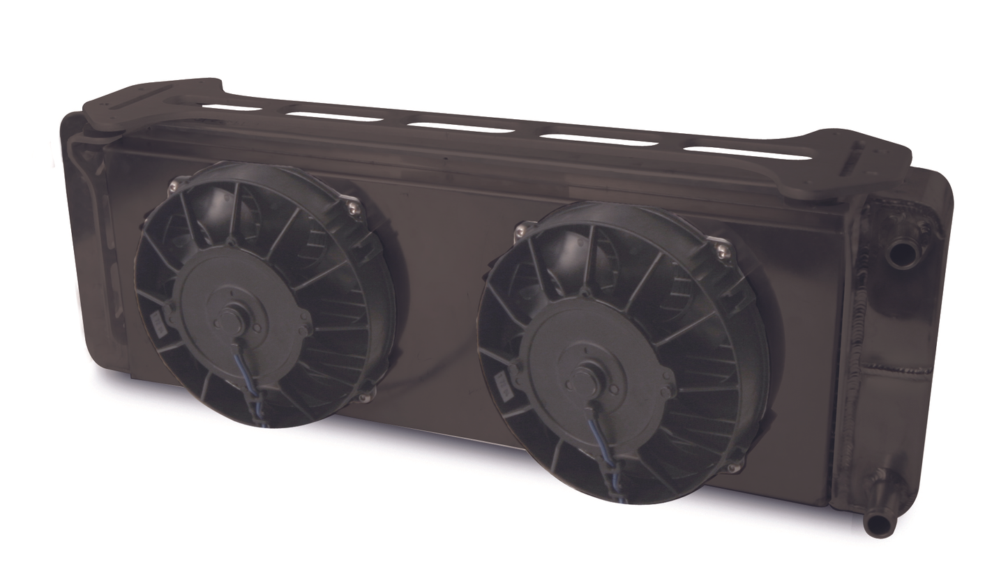 Aluminum Black Heat Exchanger With Dual Fans 1999-04 Ford Lightning/F150 Double Pass
