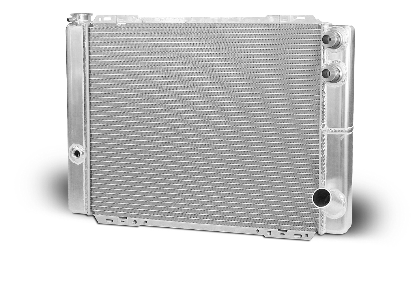 Aluminum Radiator Circle Track/Late Model 27.5 Inch Double Pass Chevy Two Male 16AN Inlets