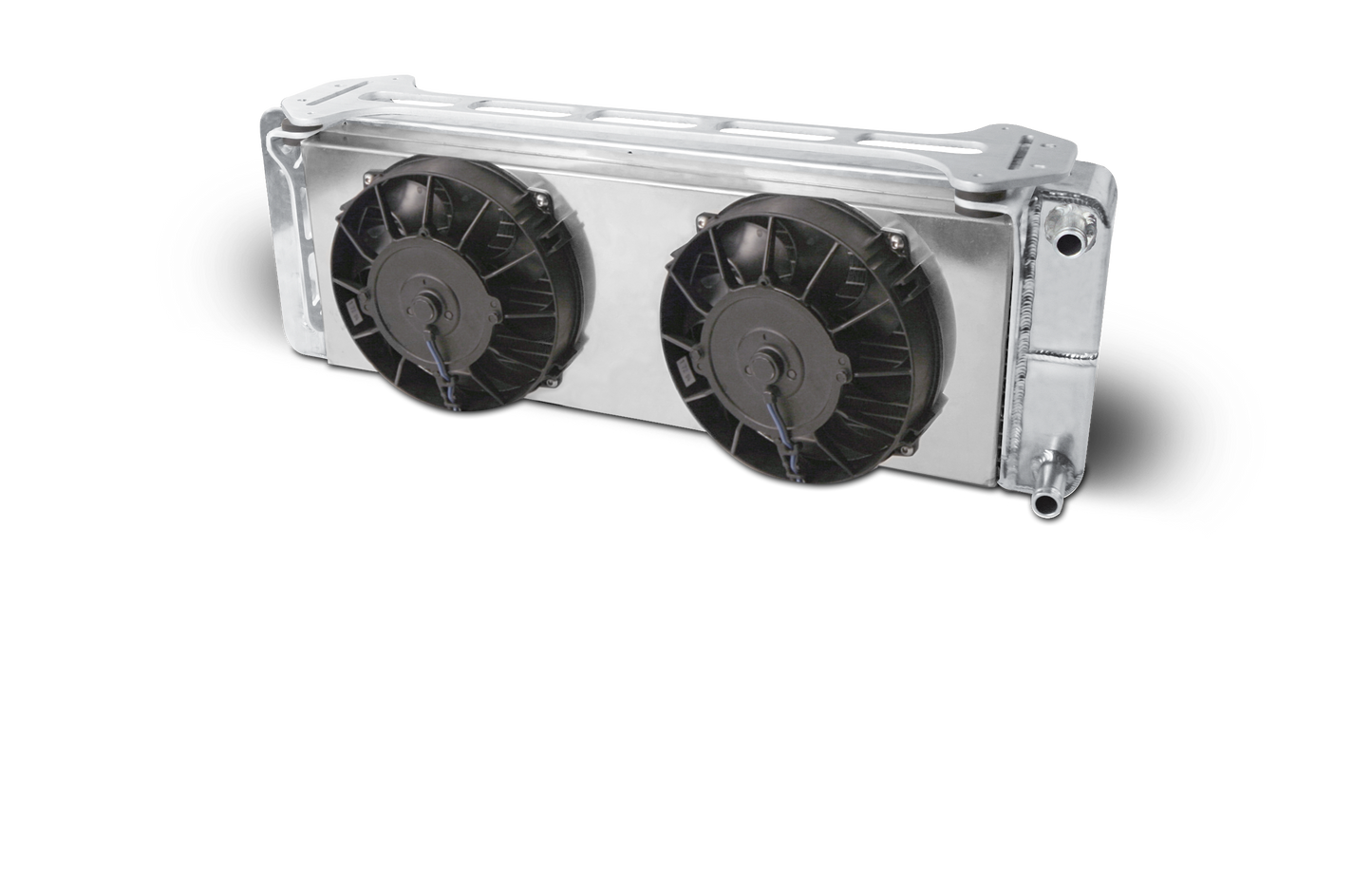 Aluminum Satin Heat Exchanger with dual fans 1999-04 Ford Lightning/F150 Double Pass (L - 26-3/8”) X (W - 5-3/8”) X (H - 8-7/8”)