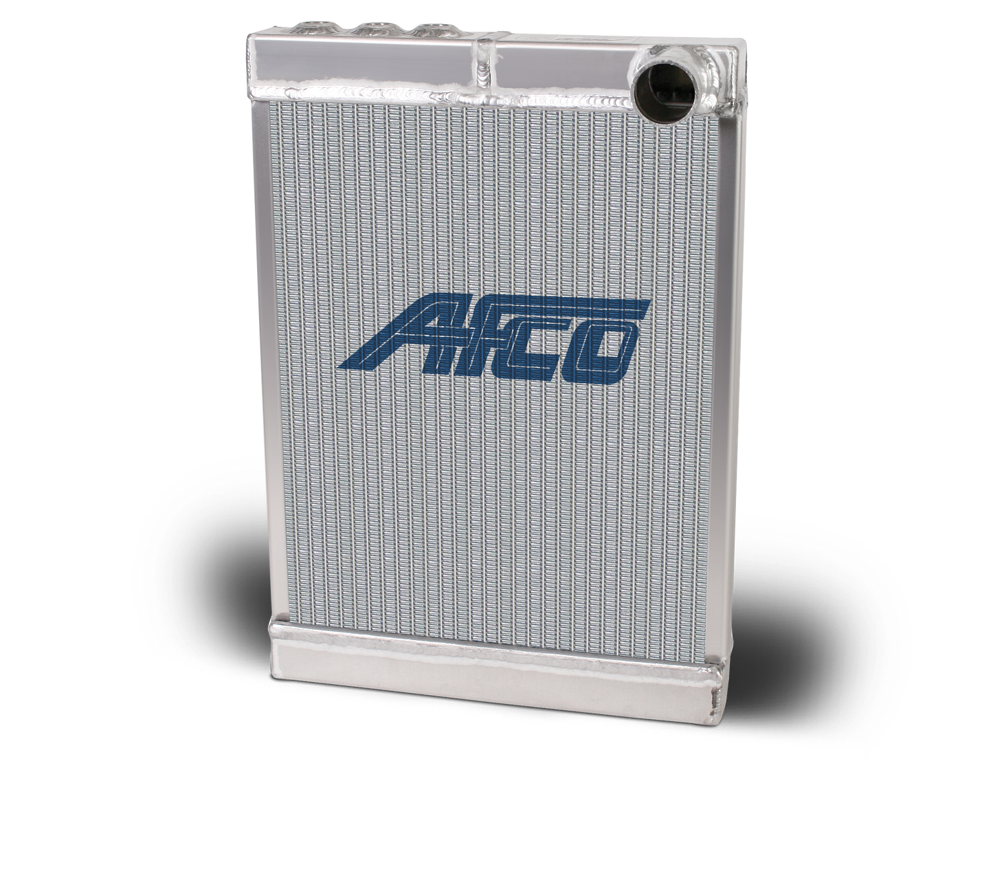 Aluminum Satin Midget Radiator Front Mount Downflow Double Pass (3) 3/8 NPT Inlets 1-1/2 Outlet