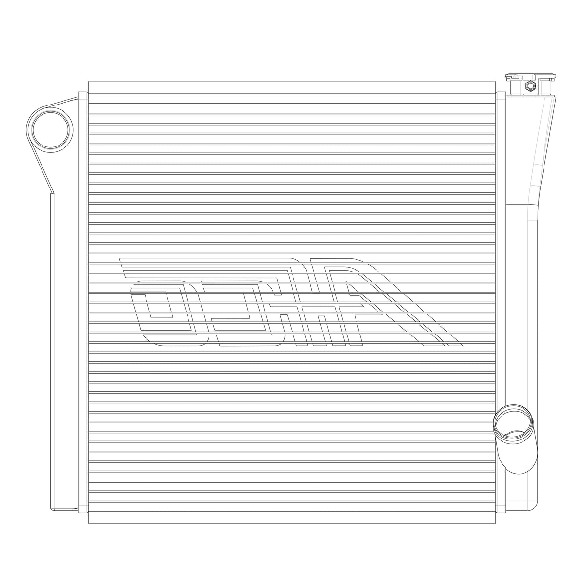 Radiator, Universal Inlet, Single Pass, 19" Tall x 25" Wide