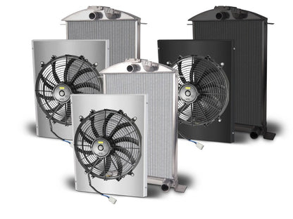 1936 Ford Car Aluminum Radiator and Shroud - Chevy Engine