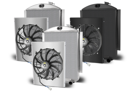 1942-48 Ford Car Aluminum Radiator and Shroud - Chevy Engine