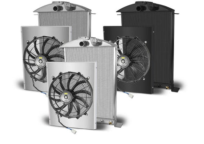 1936 Ford Car Aluminum Radiator and Shroud - Ford Engine